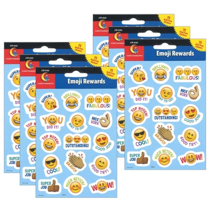 Creative Teaching Press® Emotion Icon Fun Reward Stickers, 75 Per Pack, 6 Packs