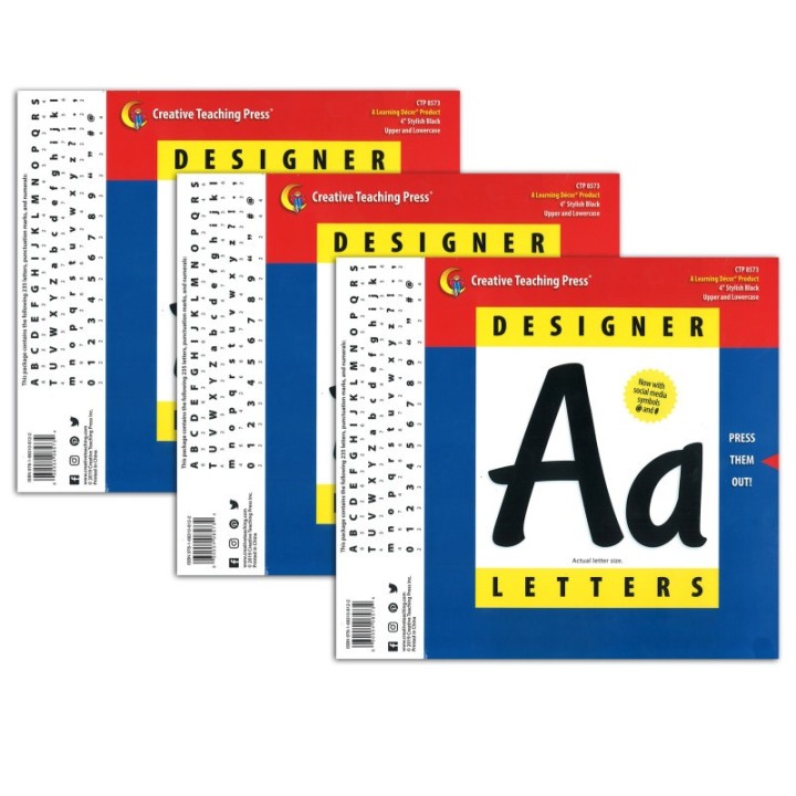 Creative Teaching Press® Stylish Black 4" Designer Letters, 235 Per Pack, 3 Packs