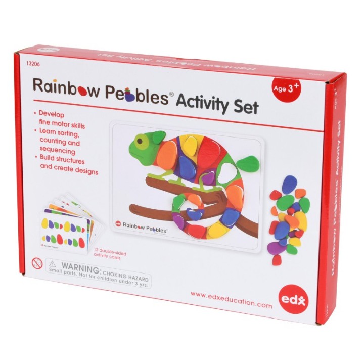 edxeducation® Rainbow Pebbles Activity Set - 48 Pebbles + 24 Activities
