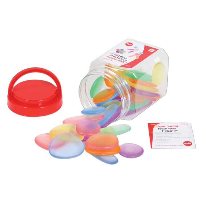edxeducation® Junior Rainbow Pebbles® - Transparent - Mini Jar - Set of 36