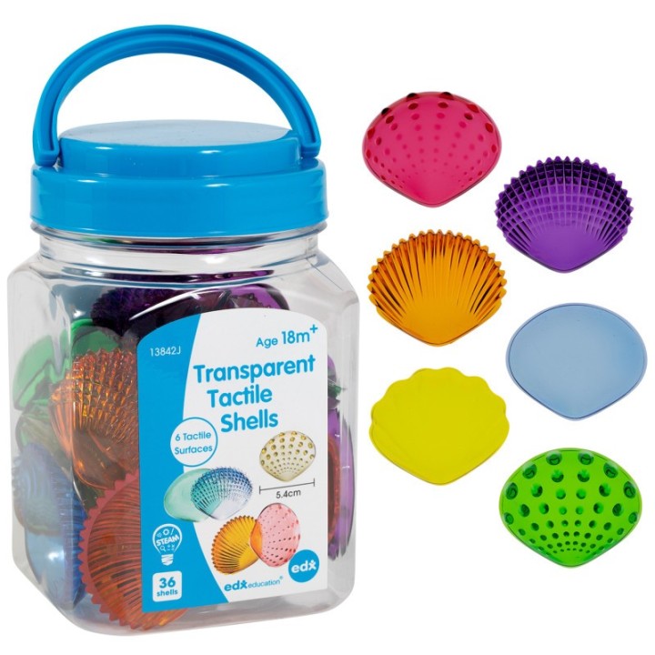edxeducation® Tactile Shells - Transparent - Mini Jar - Set of 36