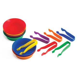 edxeducation® Sorting Bowls & Tweezers - Set of 12 - 18m+ - 6 Colors