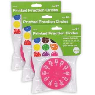 edxeducation® Fraction Circles - 9 Values & Colors - 51 Per Set - 3 Sets