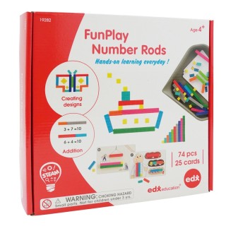 edxeducation® FunPlay Number Rods - Set of 74 Math Manipulatives + 50 Activities + Messy Tray