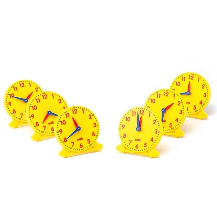 Learning Advantage® Geared 12-Hour Time Clock - Student Size - Set of 6