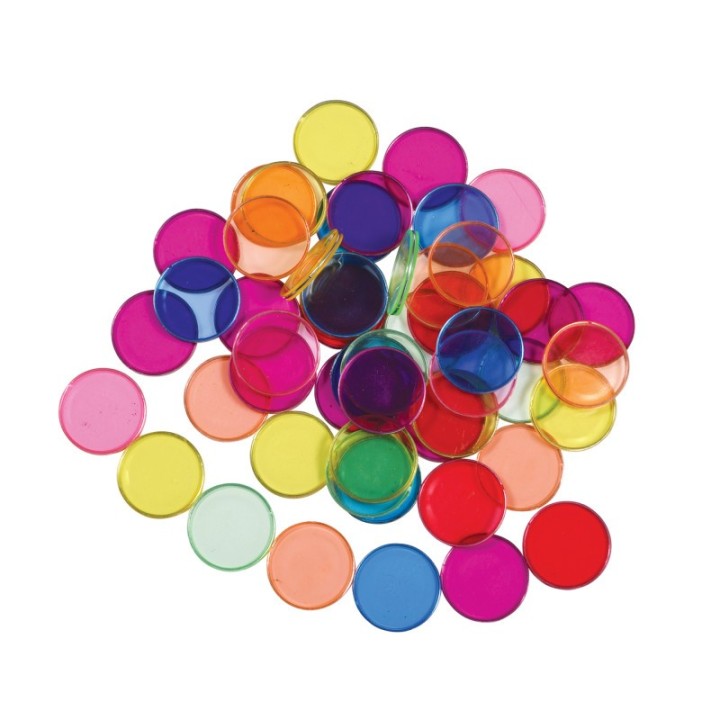 Learning Advantage® Transparent Plastic Counters - Steel-Ringed - Set of 50