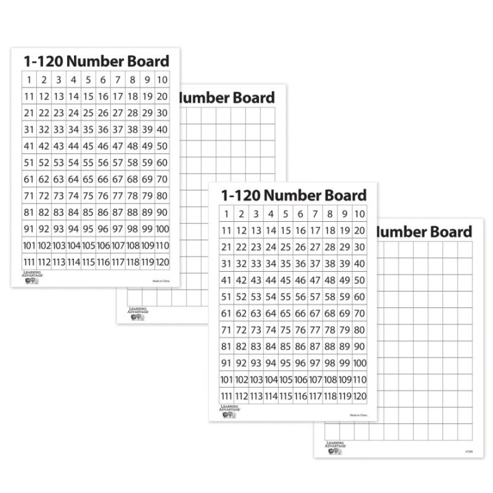 Learning Advantage® 1-120 Number Dry Erase Boards, 10 Per Set, 2 Sets