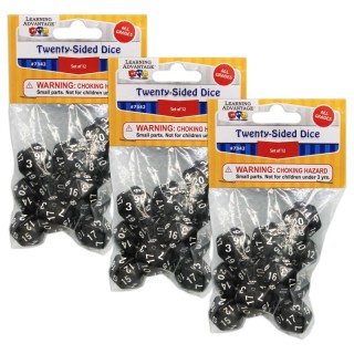 Learning Advantage® Polyhedra Dice - 20 Sides - 12 Per Pack - 3 Packs