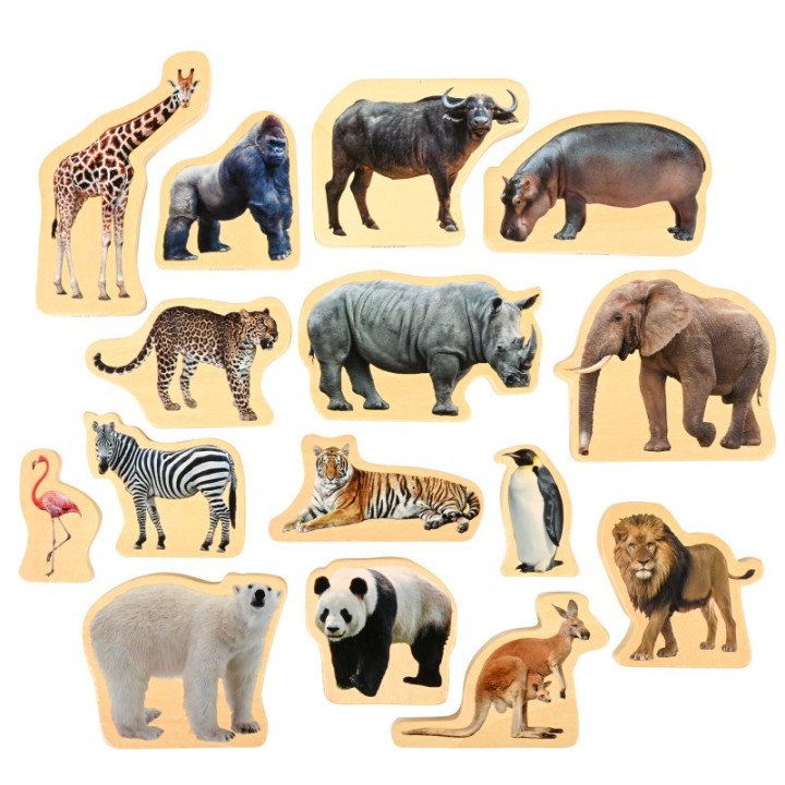 TickiT® Wooden Wild Animal Blocks - Set of 15