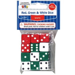 Learning Advantage® Dot Dice - Red/Green/White - Set of 12