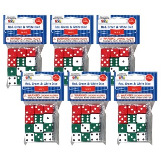 Learning Advantage® Dot Dice - Red/Green/White - 12 Per Pack - 6 Packs