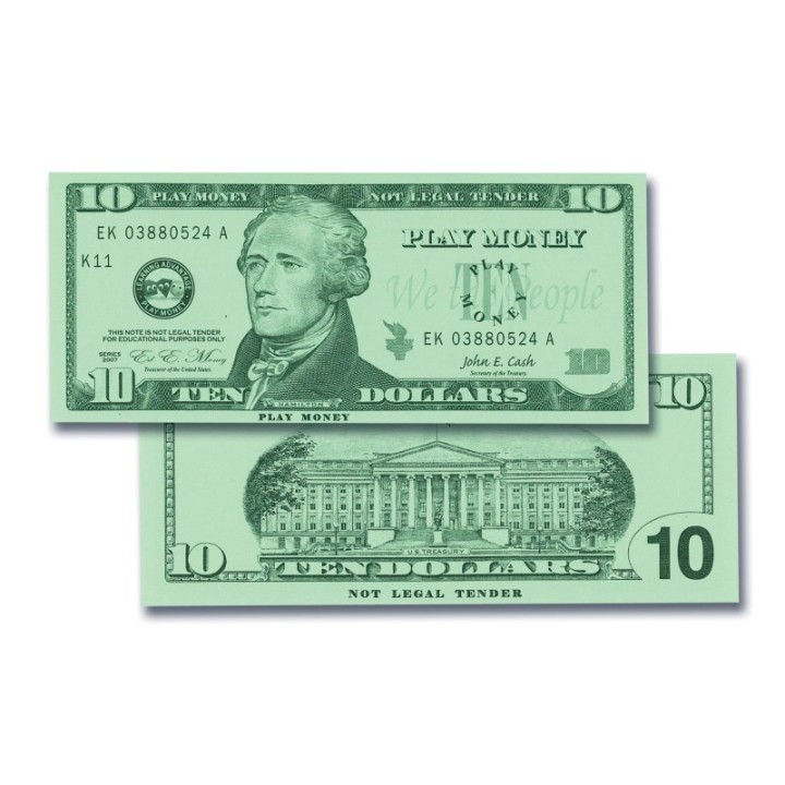 Learning Advantage® Play Bills - $10 Bills - Set of 100