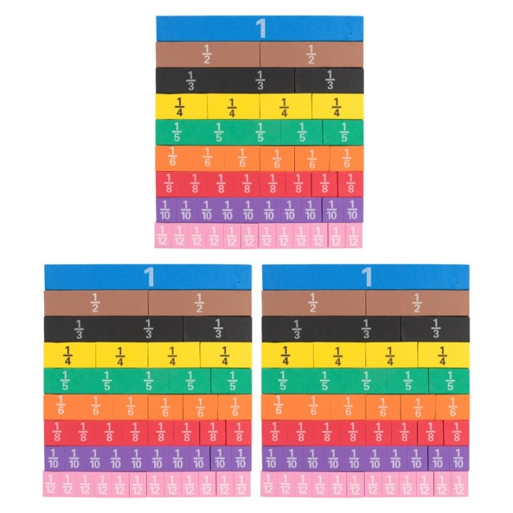 Learning Advantage® Fraction Tiles - Foam - Magnetic - 51 Per Set - 3 Sets