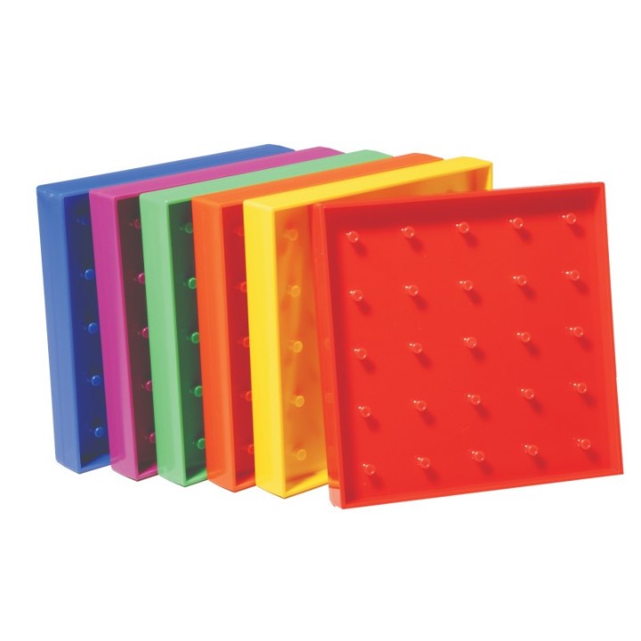 Learning Advantage® Double-Sided Geoboard Set - 5 x 5 Grid / 12 Pin Circular Array - Set of 6