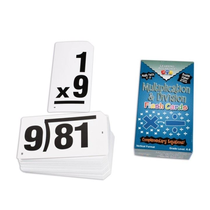 Learning Advantage® Double-Value Vertical Flash Cards - Multiplication & Division Set - Set of 81