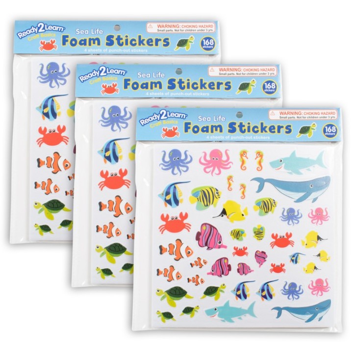 READY 2 LEARN™ Foam Stickers, Sea Life, 168 Per Pack, 3 Packs