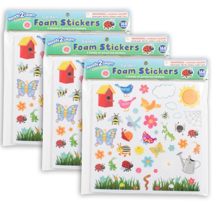 READY 2 LEARN™ Foam Stickers, Garden, 168 Per Pack, 3 Packs