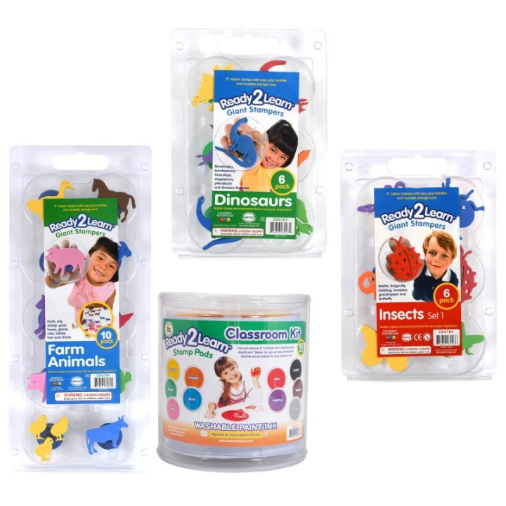 READY 2 LEARN™ Giant Stampers & Stamp Pad Kit - 22 Stampers - 10 Stamp Pads