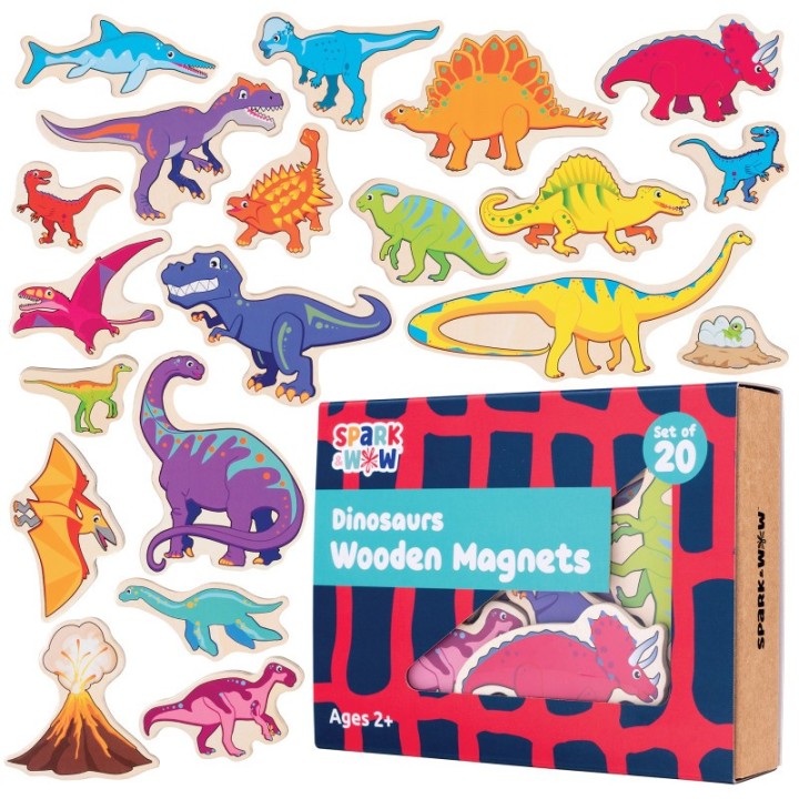 Spark & Wow Wooden Magnets - Dinosaurs - Set of 20