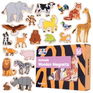 Spark & Wow Wooden Magnets- Animals - Set of 20