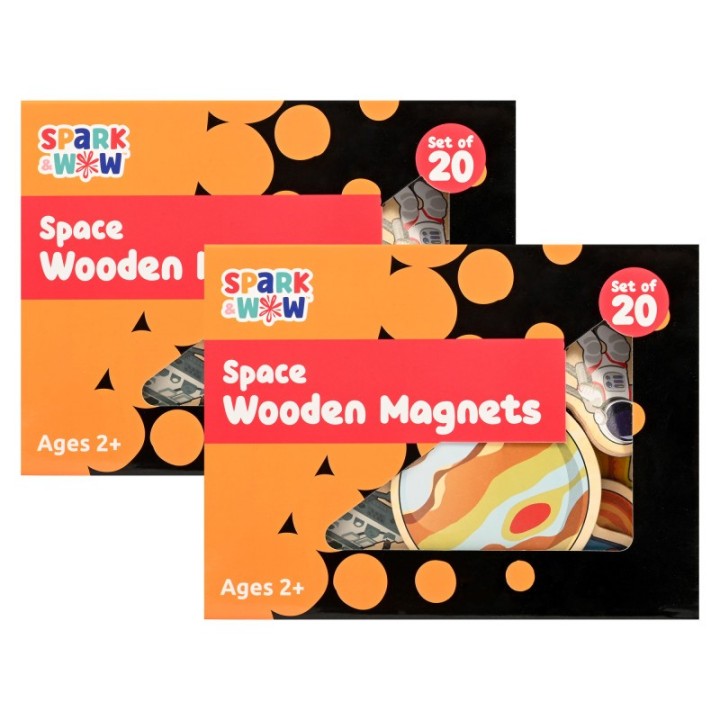 Spark & Wow Spark & Wow Wooden Magnets - Space Per Set, 2 Sets