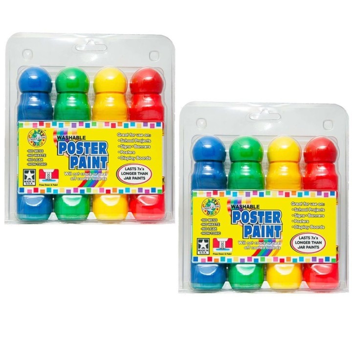 Crafty Dab® Washable Poster Paint Markers, Assorted Colors, 4 Per Pack, 2 Packs