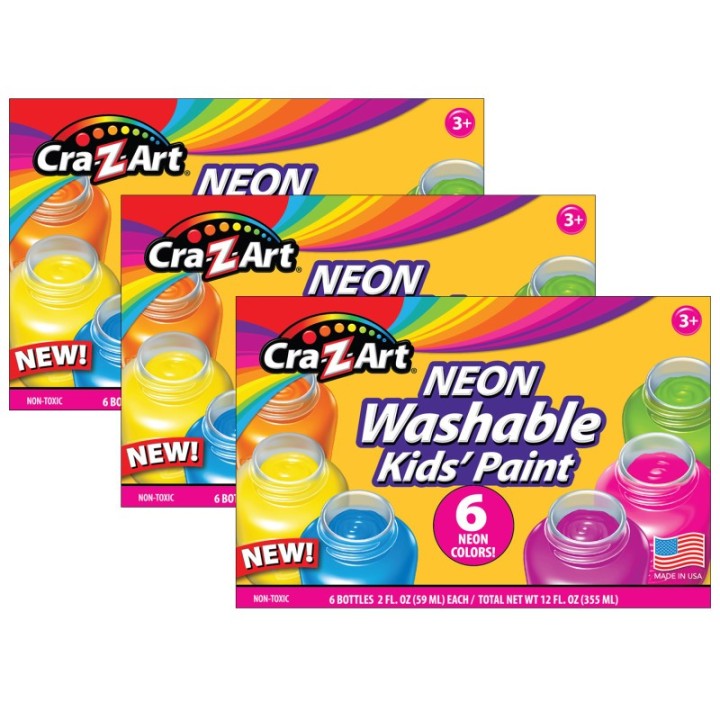 Cra-Z-Art® Washable Neon Paint, 6 Colors Per Set, 3 Sets