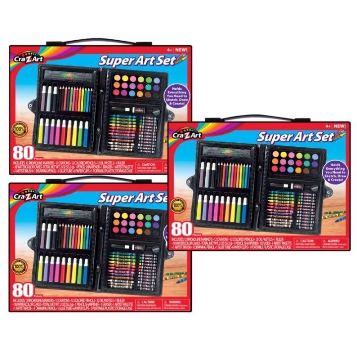 Cra-Z-Art® Art Set, 80 Pieces Per Set, 3 Sets