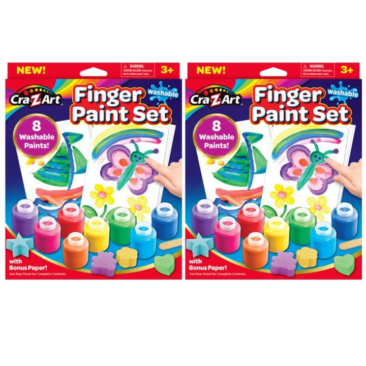 Cra-Z-Art® Washable Finger Paints Set, 8 Colors Per Set, 2 Sets
