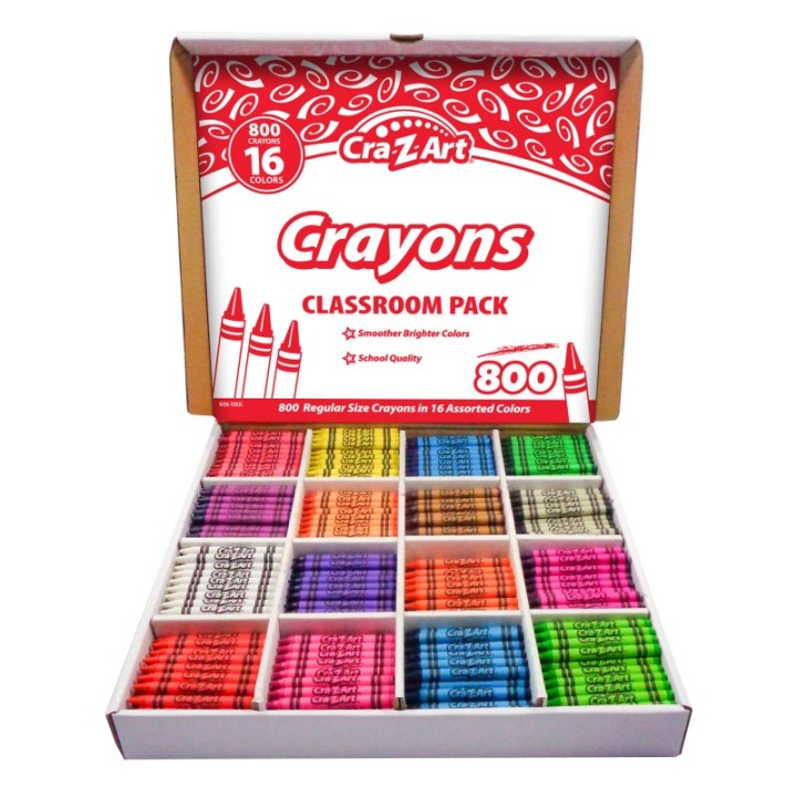 Cra-Z-Art® Crayon Classroom Pack, 16 Color, Box of 800