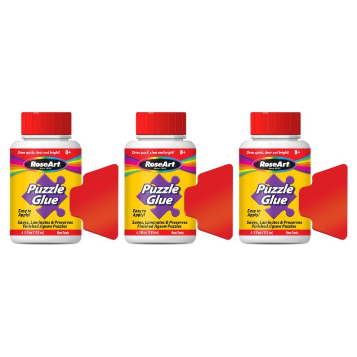 RoseArt Puzzle Glue with Applicator, 4.5oz., Pack of 3