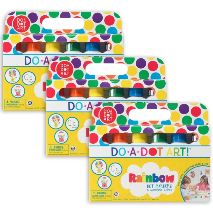 Do-A-Dot Art!® Washable Rainbow Dot Markers, 6 Colors Per Pack, 3 Packs