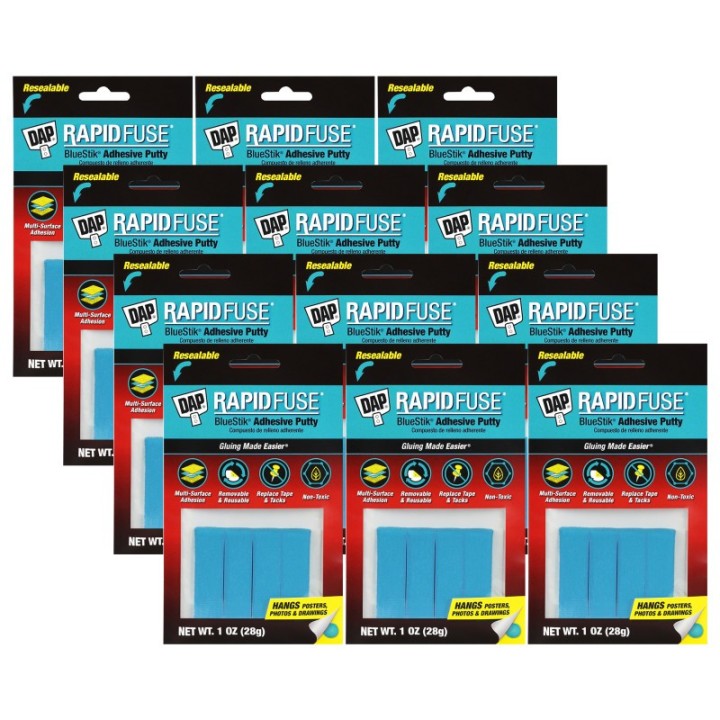 DAP® BlueStik™ Reusable Adhesive Putty, 1 oz. Per Pack, 12 Packs