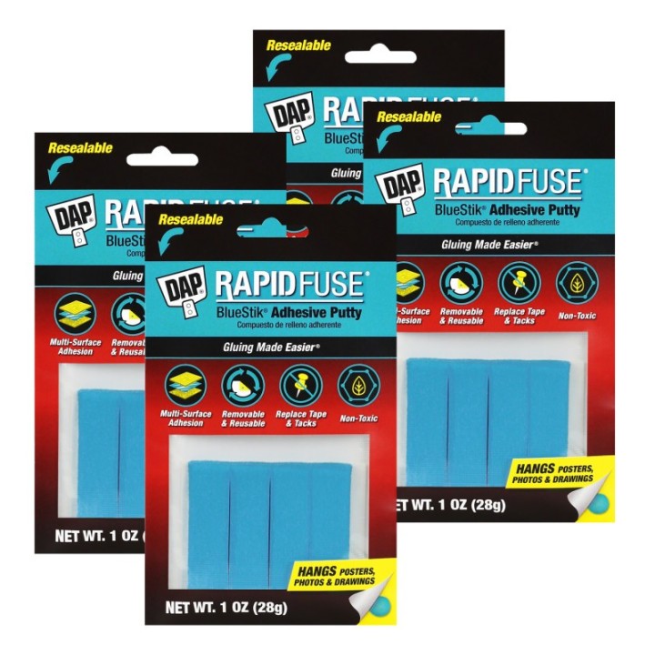 DAP® Reusable Adhesive Putty, Blue, 1 oz., Pack of 4