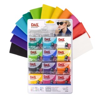 DAS® Smart Modeling Clay Oven Hardening Polymer, Harmonic Set, Assorted Colors, 12 Pieces