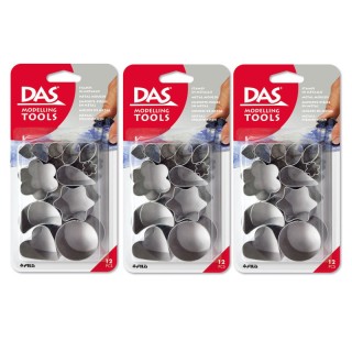 DAS® Modeling Clay Tools, Metal Cutters, 12 Pieces Per Set, 3 Sets