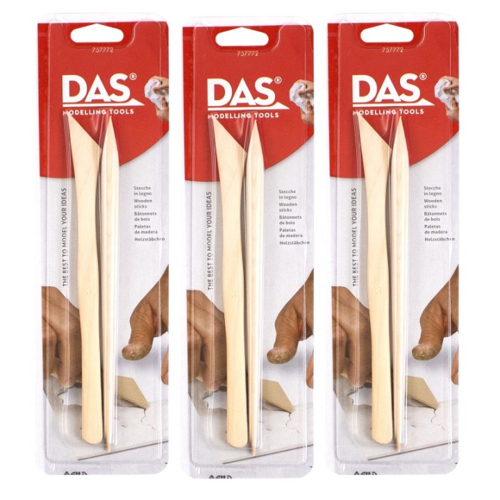 DAS® Modeling Clay Tools, Hardwood Set, 2 Pieces Per Set, 3 Sets