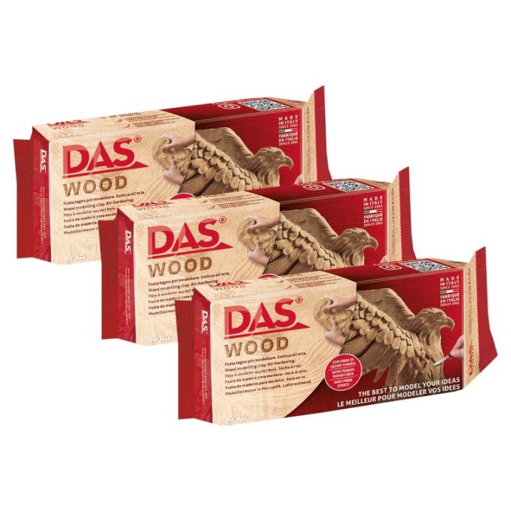 DAS® Modeling Clay Air Hardening, Wood, 700g, Pack of 3