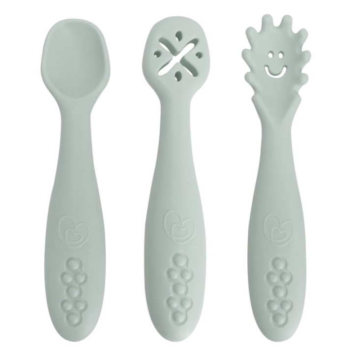 Dreambaby® Silicone Scoop, Mash & Twist 3-Piece Cutlery Set, Seafoam