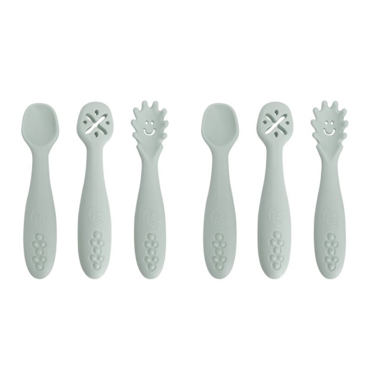 Dreambaby® Silicone Scoop, Mash & Twist 3-Piece Cutlery Set, Seafoam, 2 Sets
