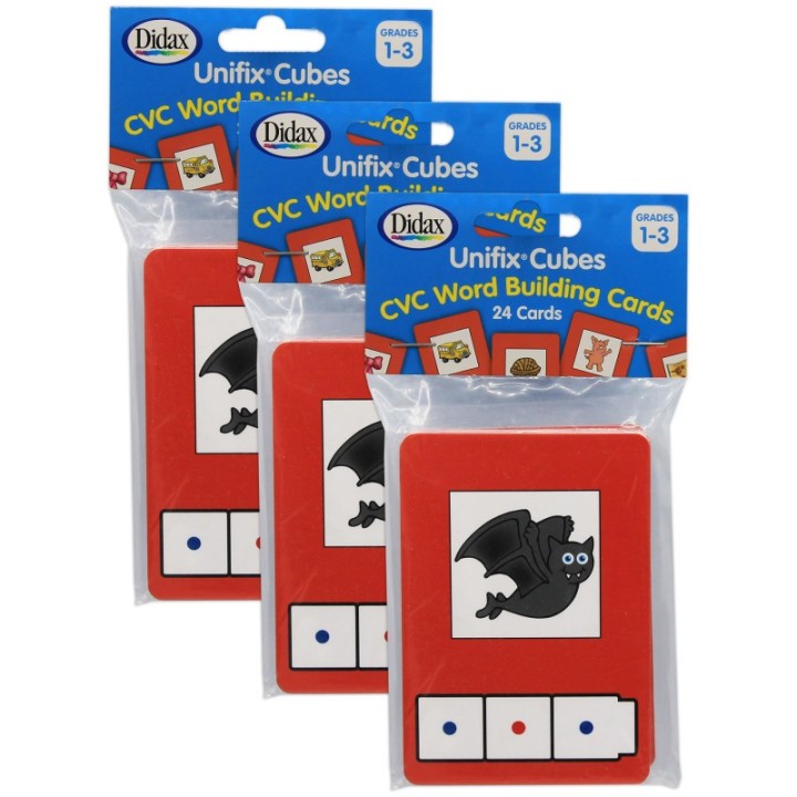 Didax® CVC Word Building Cards, 24 Cards Per Pack, 3 Packs