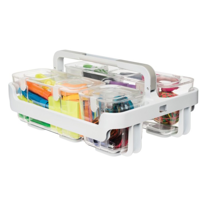 Deflecto® Stackable Caddy Organizer with 3 Containers
