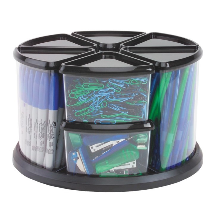 Deflecto® Carousel Rotating Organizer, 9-Bin, Black