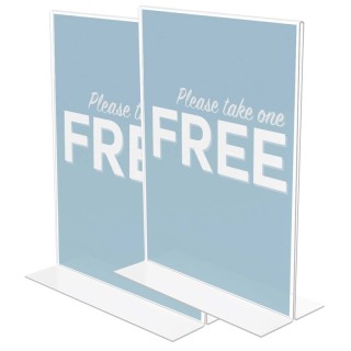 Deflecto® Classic Image® Stand-Up Sign Holder, Portrait, Pack of 2