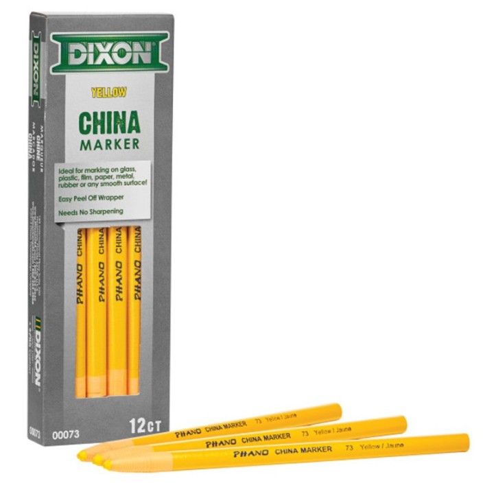 Dixon® Phano China Markers, Yellow, Pack of 12