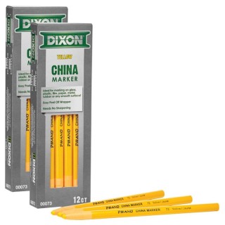 Dixon® Phano China Markers, Yellow, 12 Per Pack, 2 Packs