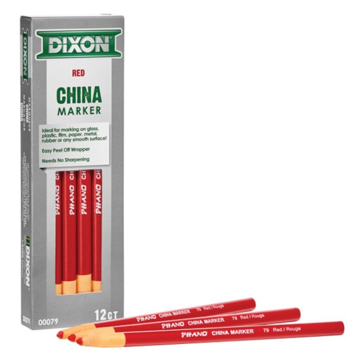Dixon® Phano China Markers, Red, Pack of 12
