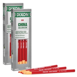 Dixon® Phano China Markers, Red, 12 Per Pack, 2 Packs