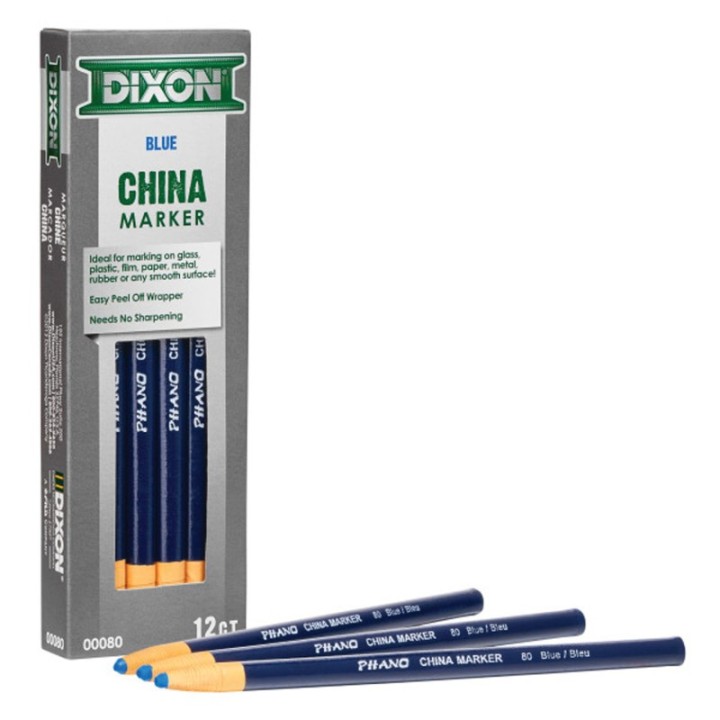 Dixon® Phano China Markers, Blue, Pack of 12