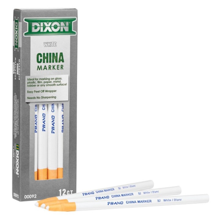 Dixon® Phano China Markers, White, Pack of 12